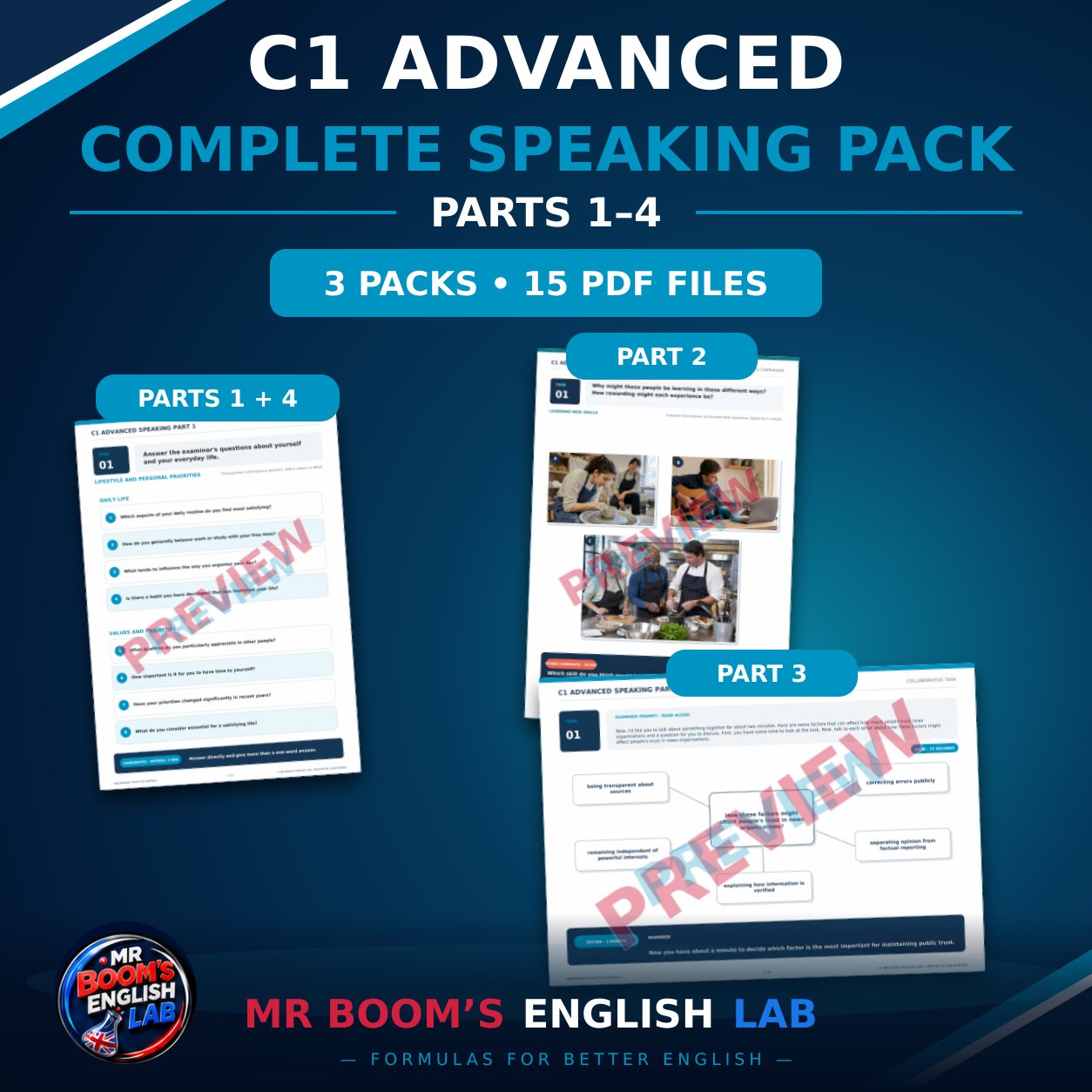 C1 Advanced - Cambridge Exam Preparation: Speaking Master Pack (All Parts 1–4)