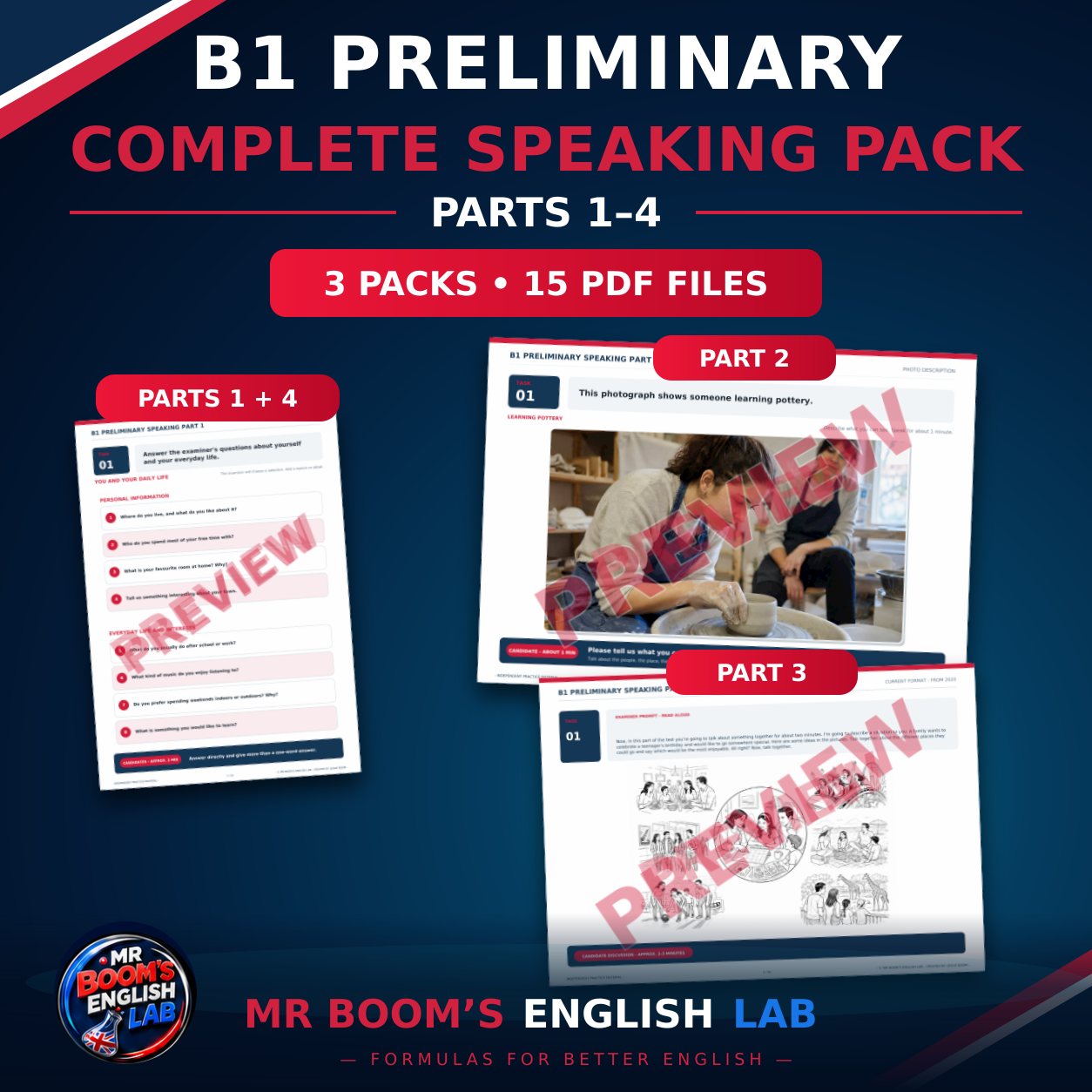 B1 Preliminary - Cambridge Exam Preparation: Speaking Master Pack (All Parts 1–4)