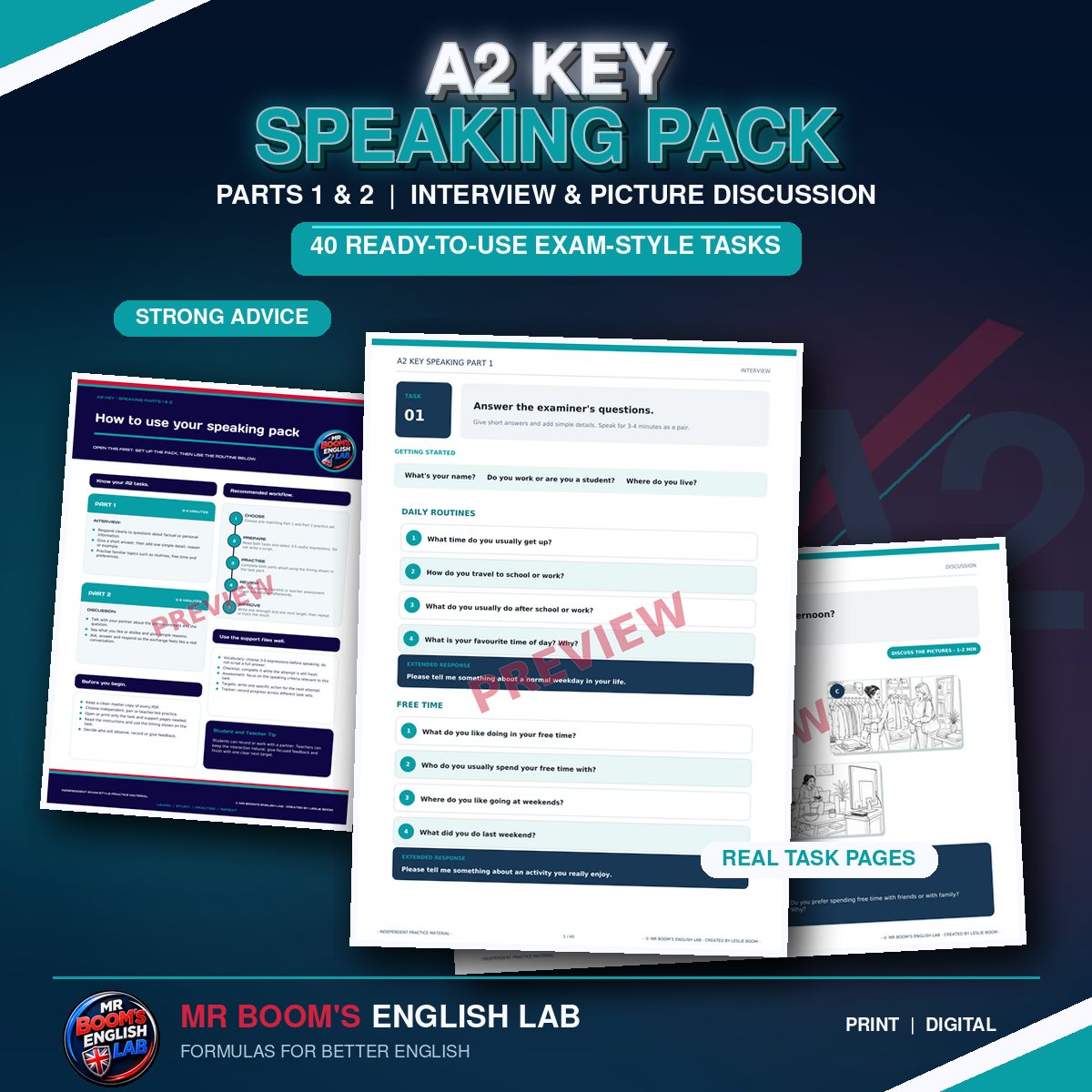 A2 Key - Cambridge Exam Preparation: Parts 1 & 2 (Interview & Picture Discussion)